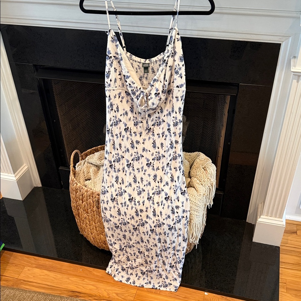 wild fable White Dress with Blue Floral Print
